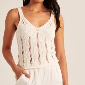 Abercrombie Skimming V-Neck Crochet Tank (Never Worn)
